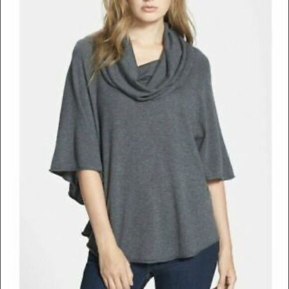JOIE Wool Cashmere Oversized Cowl Neck Poncho Sweater Grey XS - Picture 4 of 13
